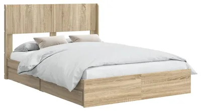 Obrázok produktu pre Posteľový rám s úložným priestorom a čelom Dub sonoma
