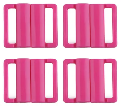 4 Modische Bikini-Verschlüsse 25mm Kunststoff Dessous BH Haken BH-Zubehör, pink