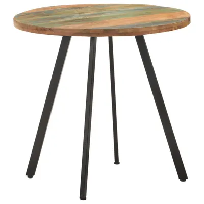 Produktbild von Runder Esstisch aus massivem Altholz, 80 cm Durchmesser, Industrieller Stil mit Eisenbeinen