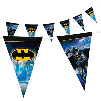 Produktbild von Wimpelkette Batman 5 m Fahnenkette Dekokette für Kindergebutstag Motto-Party