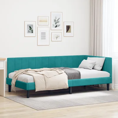 Obrázok produktu pre vidaXL Rohový rám postele s čelom tyrkysový 90 cm x 190 cm zamat