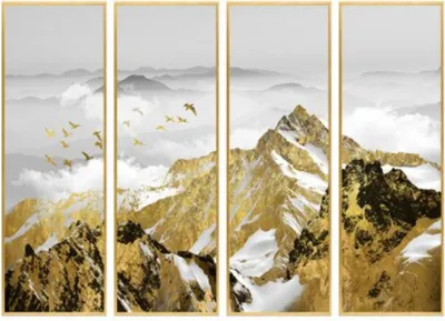 Produktbild von TPFLiving Kunstdruck LW-314 (OHNE RAHMEN) Poster - Leinwand - Wandbild - Hochauflösender Giclée-Druck, langlebig und hochwertig - Hochbildformat - Abstrakte Berge, Seen und Landschaften -  - Größe: 60x160x4cm