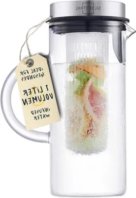 Produktbild von Famanu Wasserkaraf mit Fruchteinsatz - 1 Liter - Spülmaschinenfest - Hitzebeständig