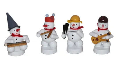 Produktbild von Miniaturfiguren Schneemänner mit Instrumenten Höhe 8cm NEU