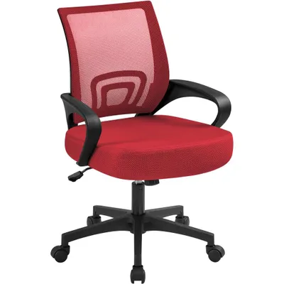 Zdjęcie produktu dla Krzesło biurowe Yaheetech krzesło biurowe ergonomiczne krzesło obrotowe krzesło wykonawcze z siatką funkcja bujania czerwony