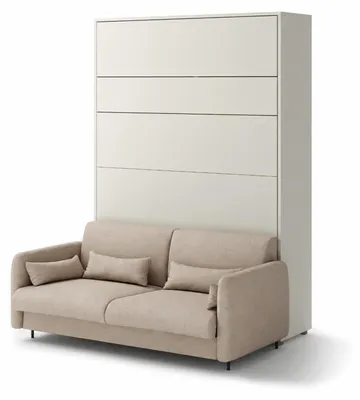 Produktbild von MEBLINI Schrankbett mit Sofa Bed Concept - Wandbett mit Lattenrost - Klappbett mit Schrank - Wandklappbett - Murphy Bed - BC-12 - 160x200cm Vertikal - Kaschmir/Beige