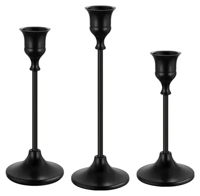 Metall-Kerzenhalter 3er-Set, Schwarz, 22/19/16 cm