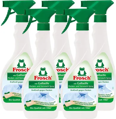 Produktbild von 5x Frosch wie Gallseife Fleck-Entferner und Vorwasch Spray 500 ml Sprühflasche