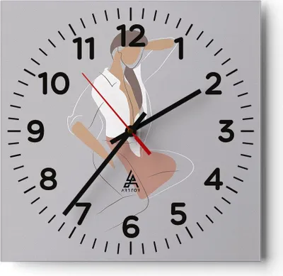 Produktbild von Wanduhr - Quadrat - Glasuhr - Frau Grafik Modern - 30x30cm - Schleichendes Uhrwerk - Lautlos - zum Aufhängen bereit - Dekoration Modern - Wanddekoration aus Glas - C4AC30x30-4266