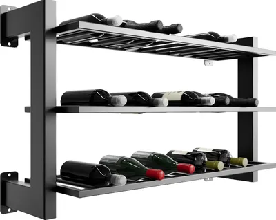 Produktbild von MetaloPro Weinregal Canary - Metall Schwarzes Regal Für 36 Weinflaschen Für Küche, Keller Oder Bar - 60x100x30cm