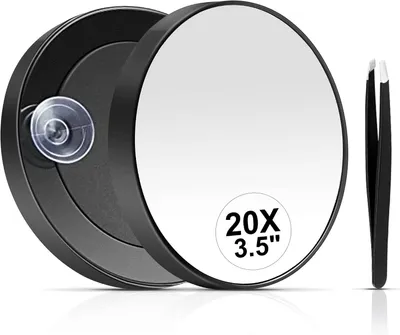 Produktbild von Kosmetikspiegel MIYADIVA 20-facher Vergrößerungsspiegel, 20-facher Vergrößerungsspiegel mit Saugnapf und Pinzette, als Vergrößerungs-Make-up-Spiegel,