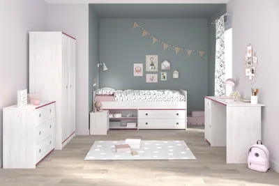 Produktbild von Komplettschlafzimmer >Smoozy 36< Set mit Absetzungen in Rosa oder Blau
