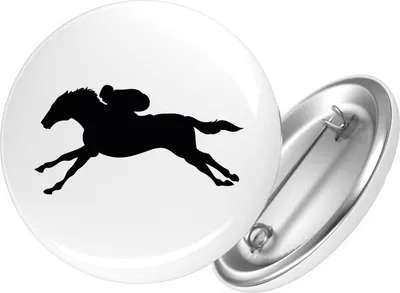 Produktbild von Huuraa Button Pferderennen Silhouette 59mm rund mit Sicherheitsnadel Ansteckbutton Geschenkidee