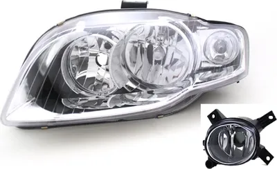 Productafbeelding van Koplampen geschikt voor Audi A4 8E, bouwjaar 11/04-06/08, met H7/H7 lampen. Links, inclusief mistlamp. Onderdeelnummers: 8E0941003BK, 8E0941699C, 8E0941699E. Johns