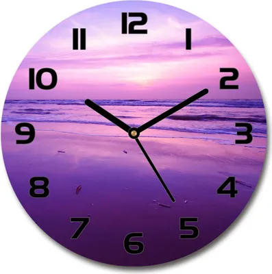 Produktbild von Wanduhr aus Glas 30fi Glasbild Glasuhr Gehärtetes Glas - schwarze-zeiger - Sunset sun sea