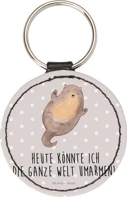 Produktbild von Mr. & Mrs. Panda Schlüsselanhänger Otter Umarmen - Grau Pastell - Geschenk, Optimistisch, gut Gelaunt, Seeotter See, kleiner, edel, Hallo, glücklich, Taschenanhänger