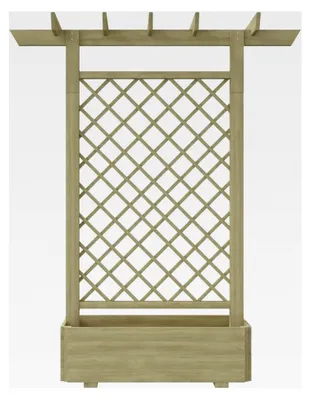 Produktbild von Kletterpflanzenkasten mit Holzspalier, grün imprägniert, 162 x 56 x 204 cm, für Balkon und Terrasse