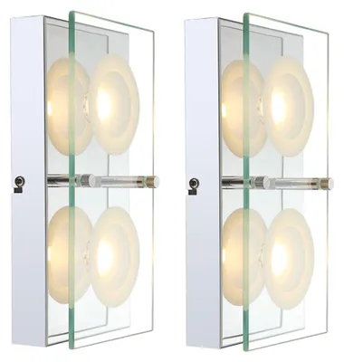 Zdjęcie produktu dla Zestaw 2 lamp ściennych LED, z kloszem ze szkła, dwupłomieniowe, długość 25 cm