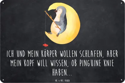 Produktbild von Mr. & Mrs. Panda tafel Pinguin Mond DIN A3 - Kreidetafel - Geschenk, Spruch, Blechschild, Schlafzimmer, Neugierig, Schild, Angel, Dekoschild, Süßigkeiten, Türschild