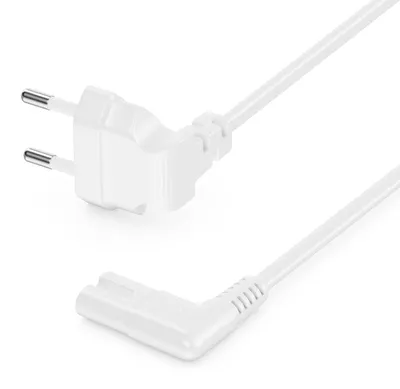 Produktbild von deleyCON 3,0m Netzkabel Eurostecker 90° auf C7 Buchse 90° - Weiß