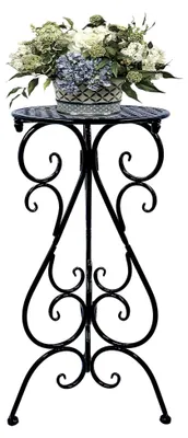 Produktbild von Metall Pflanzenständer für Innen und Außen, einzelner Blumentopfständer, 57 cm hoch, Pflanzensockel für Terrasse, Ecke, Garten, Veranda oder Landhausstil, schwarz (1 Stück)