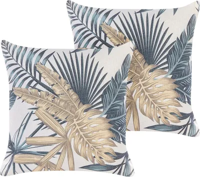 Produktbild von BELIANI Dekokissen 2er Set Mehrfarbig Stoffbezug mit Polyester-Füllung Palmenmotiv 45x45 cm Accessories Wohn- u. Schlafzimmer Flur Diele
