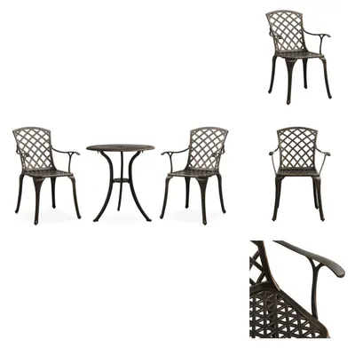 Image de vidaXL Ensemble Bistro 3 pièces fonte d'aluminium bronze - ensembles de meubles de jardin