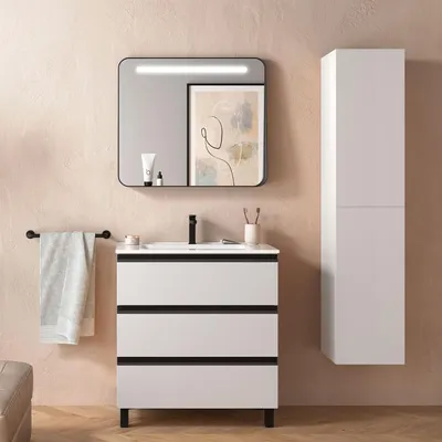 Image de Armoire SPIRIT 800, 3 tiroirs métalliques, blanc brillant, dimensions : 797 x 810 x 450 mm