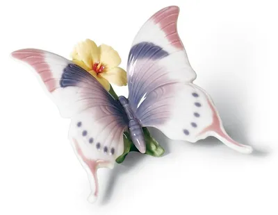 Obrázek produktu pro Casa Padrino, porcelánová soška motýla na květu, vícebarevná, rozměry: 11 x 6 cm