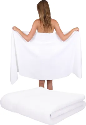 Produktbild von Betz 2 Stück Saunatücher 80 x 200 cm PALERMO 100% Baumwolle Badetuch Liegetuch Strandtuch   Farbe: weiß
