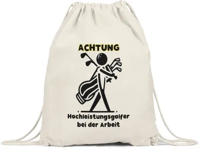 Produktbild von Achtung Hochleistungsgolfer bei der Arbeit Silhouette Golfbag Turnbeutel - Lustiges Golfgeschenk
