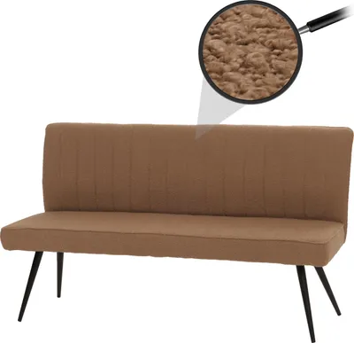 Immagine prodotto di Panca HWC-K16, panca per sala da pranzo panca imbottita, schienale in tessuto/tessuto bouclé metallo 160cm ~ marrone