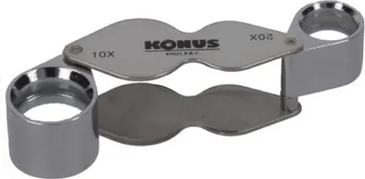 Produktbild von Konus Kegel-Doppellupe mit 10x-20x Vergrößerung aus Metall, inkl. Aufbewahrungsbox