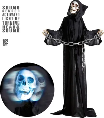 Produktbild von Hänge-Figur Sensenmann 160 cm mit Licht, Sound & Bewegung | Ein Gruselige Halloween-Deko