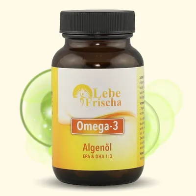 Produktbild von LebeFrischa Omega-3 Algenöl mit EPA & DHA 60 Softgel-Kapseln hochdosiert