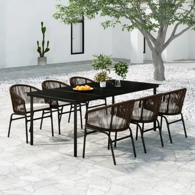 Immagine prodotto di vidaXL set da pranzo da giardino 7 pezzi marrone