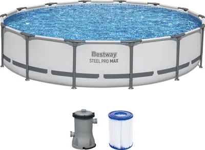 Produktbild von Steel Pro MAX™ Frame Pool Set mit Filterpumpe Ø 427 x 84 cm, lichtgrau, rund