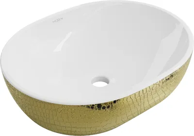 Produktbild von Mexen Viki Aufsatzwaschbecken 48 x 35 cm, Weiß/Gold Schuppenmuster - 21054808