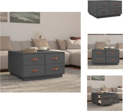 Produktbild von vidaXL Couchtisch Grau 80x80x45 cm Massivholz Kiefer -  Couchtische