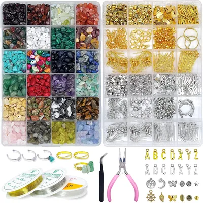 Productafbeelding van Sieraden maken kit voor volwassenen - 1760 stuks kristallen kralen en benodigdheden, doe-het-zelf armband en oorbel set (kristal)