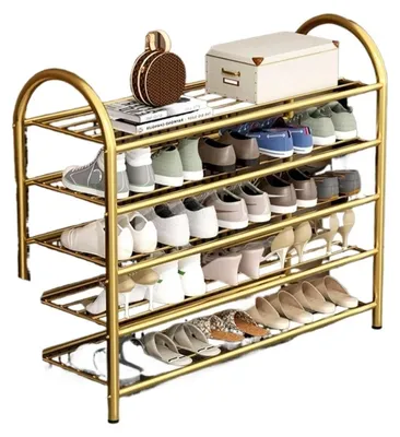 Imagen del producto de Organizador para zapatos de metal dorado, ideal para la entrada
