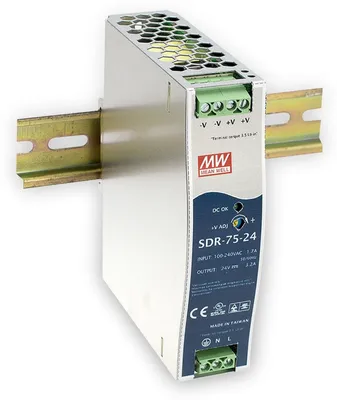 Produktbild von MEANWELL SDR-75-48, DC AC Hutschienen-Netzteil, DIN, 76W 48V 1,6A