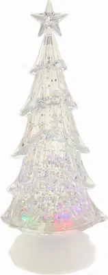 Produktbild von Schneekugel als Tannenbaum mit bunter Regenbogen LED Beleuchtung & Glitzerantrieb 11*11*27 cm als Weihnachtsdeko
