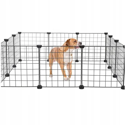 Obrázek produktu pro Kovová ohrádka pro štěňata, psy, kočky a králíky (108 × 108 cm) – černá