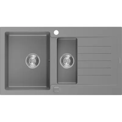 Obrázok produktu pre Mexen Matias granitový 1,5-komorový drez s krátkym odkvapkávačom 900 x 505 mm, šedá - 6502901505-71