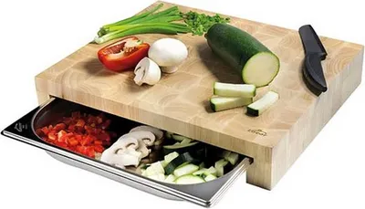 Produktbild von Holzschneidebrett 41,5 x 34 cm + edelstahlschale Lacor 60592