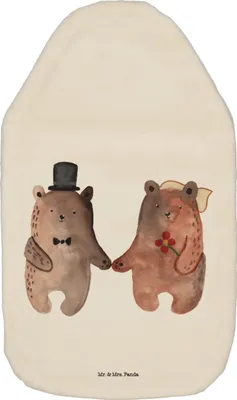 Produktbild von Mr. & Mrs. Panda Wärmflasche Bär Heirat - Weiß - Geschenk, Verheiratet Heirate Hochzeit Hochzeitsgeschenk Hochzeitspaar, Teddy, Wärmekissen, Flauschige, mit Bezug