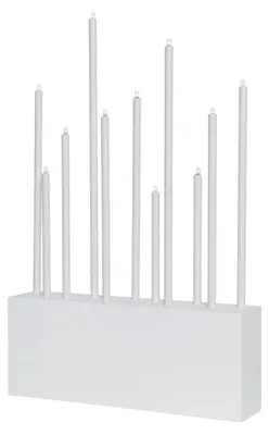 Image de Chandelier Buzz, 11 lumières, bois et métal, blanc, H 43 cm