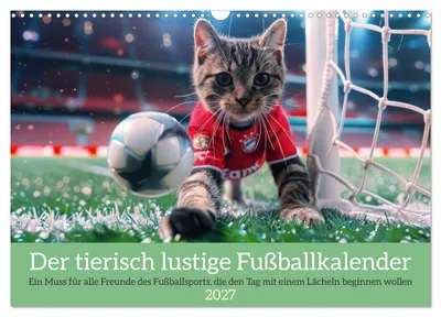 Produktbild von Der tierisch lustige Fußballkalender (Wandkalender 2027 DIN A3 quer), CALVENDO Monatskalender