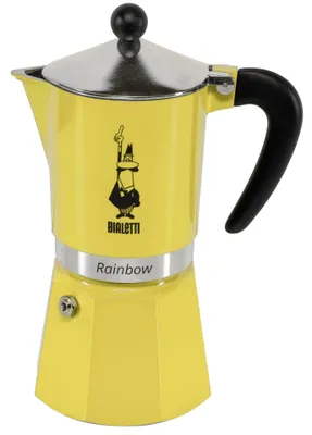 Produktbild von Bialetti Rainbow, Mokka-Kanne, Schwarz, Gelb, Aluminium, 6 Tassen, Thermoplast, 1 Stück(e)